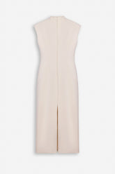 Padded-Shoulder Button-Detail Maxi Dress