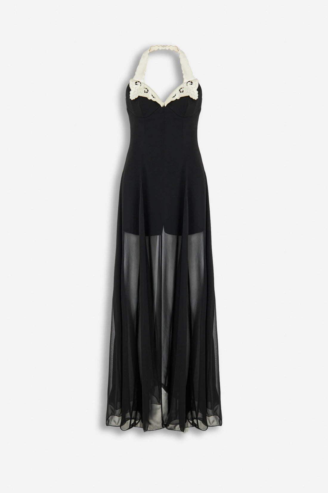 Embroidery Detail Tulle Maxi Dress