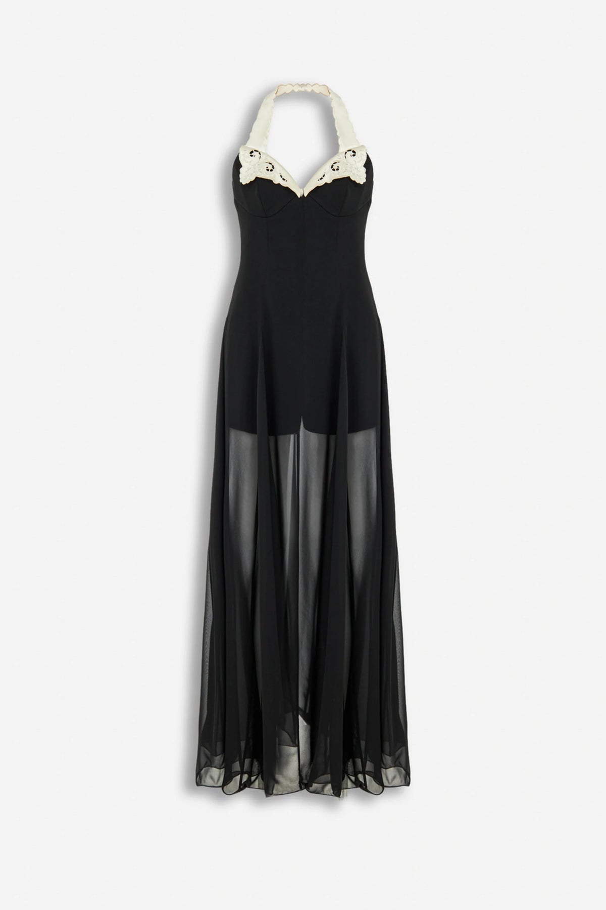 Embroidery Detail Tulle Maxi Dress