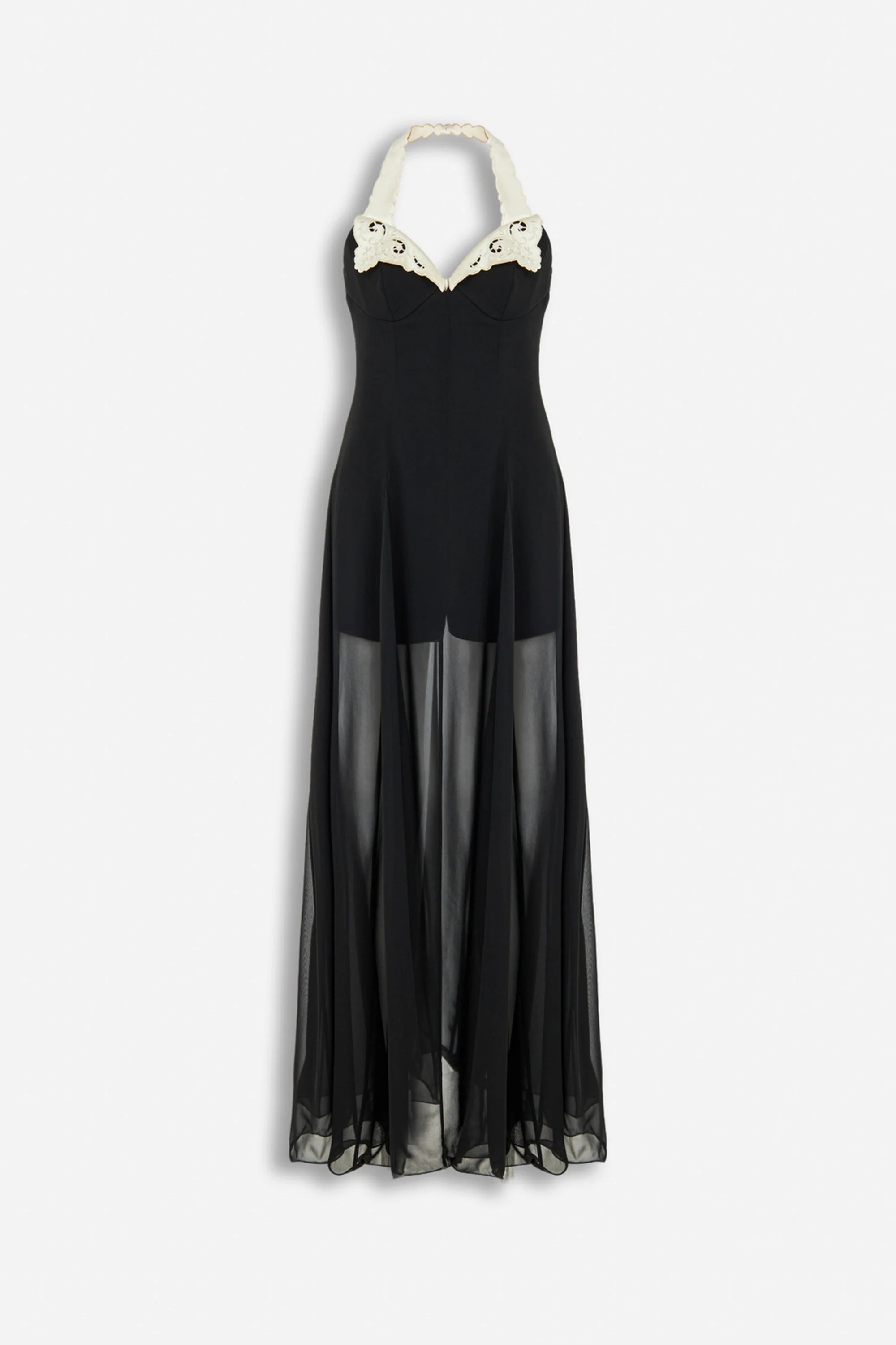 Embroidery Detail Tulle Maxi Dress