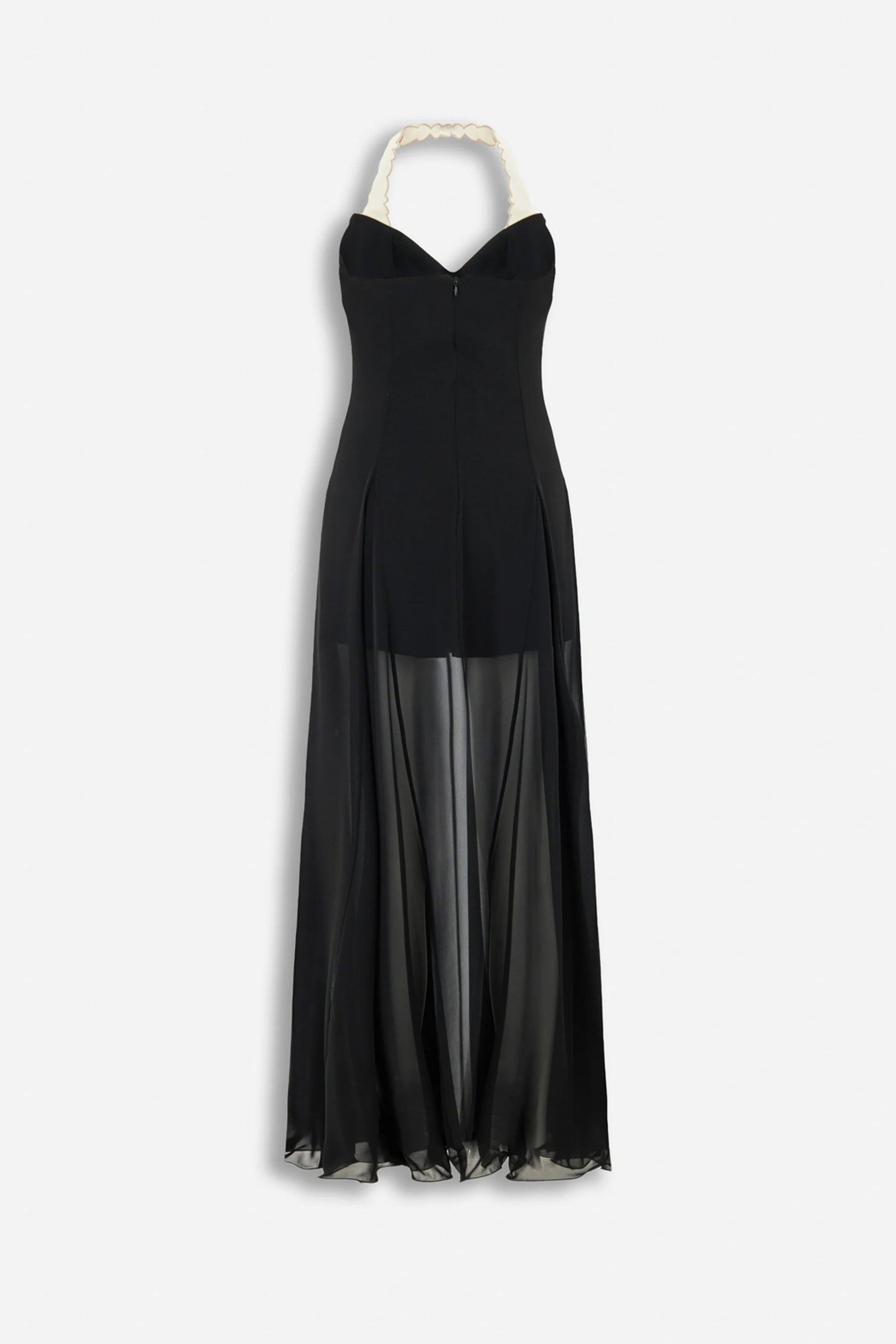 Embroidery Detail Tulle Maxi Dress