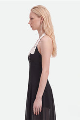 Embroidery Detail Tulle Maxi Dress