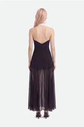 Embroidery Detail Tulle Maxi Dress