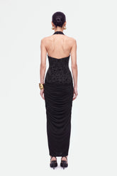 Jacquard Halter Neck Maxi Dress