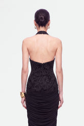 Jacquard Halter Neck Maxi Dress