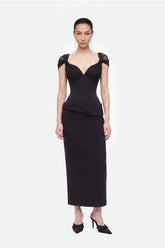 Boned Sweetheart Peplum Midi Dress