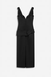Boned Sweetheart Peplum Midi Dress