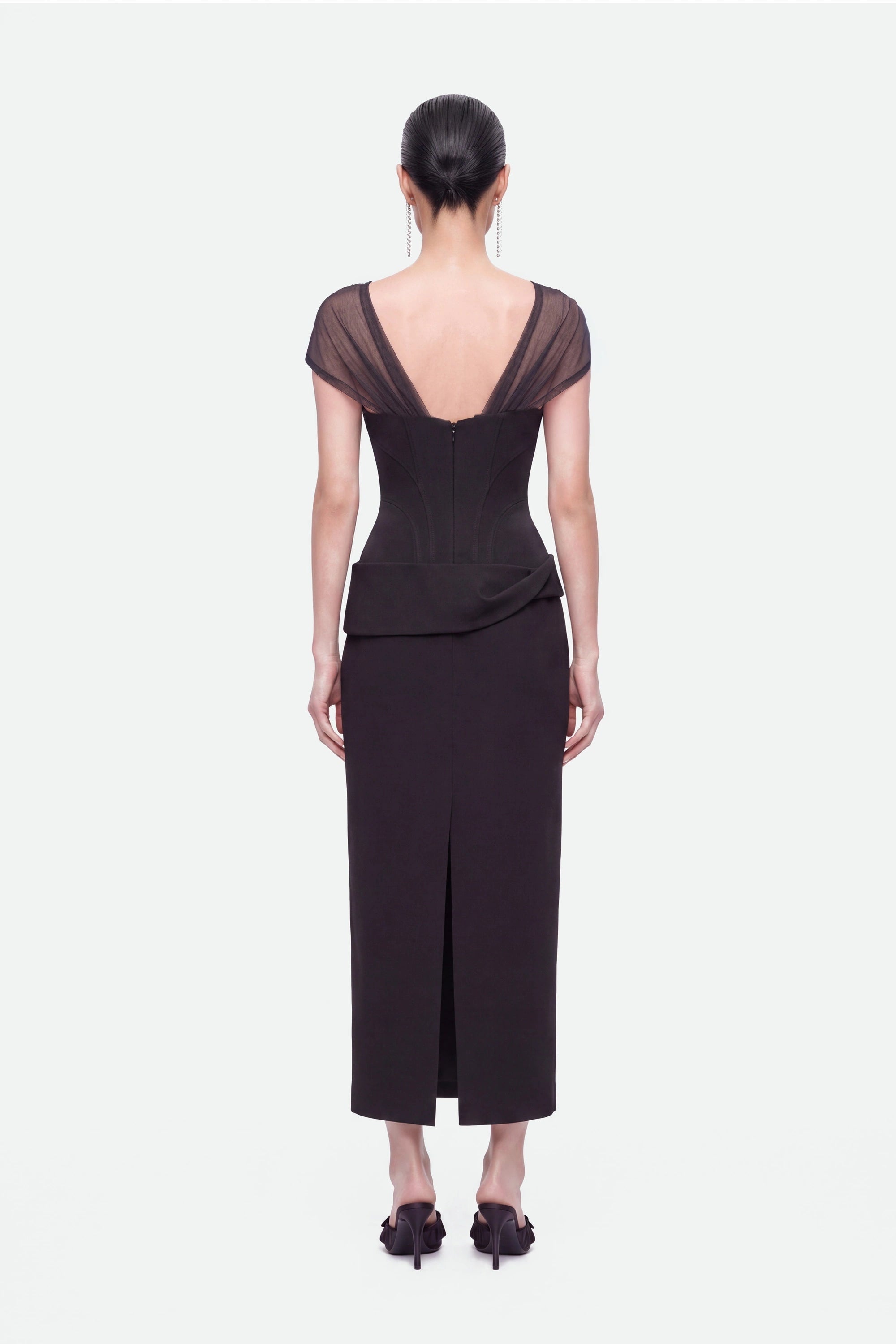 Boned Sweetheart Peplum Midi Dress