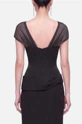 Boned Sweetheart Peplum Midi Dress