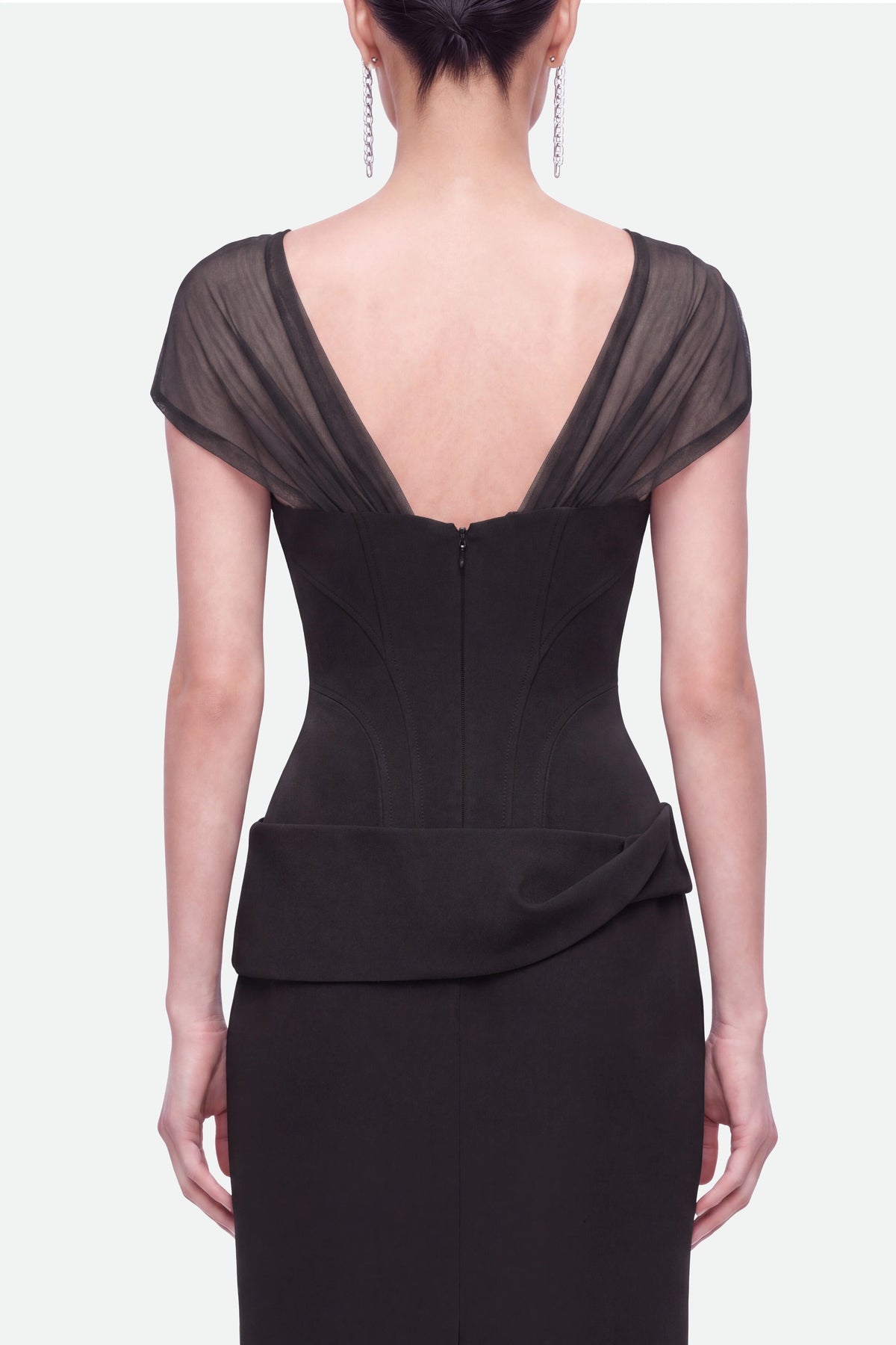 Boned Sweetheart Peplum Midi Dress