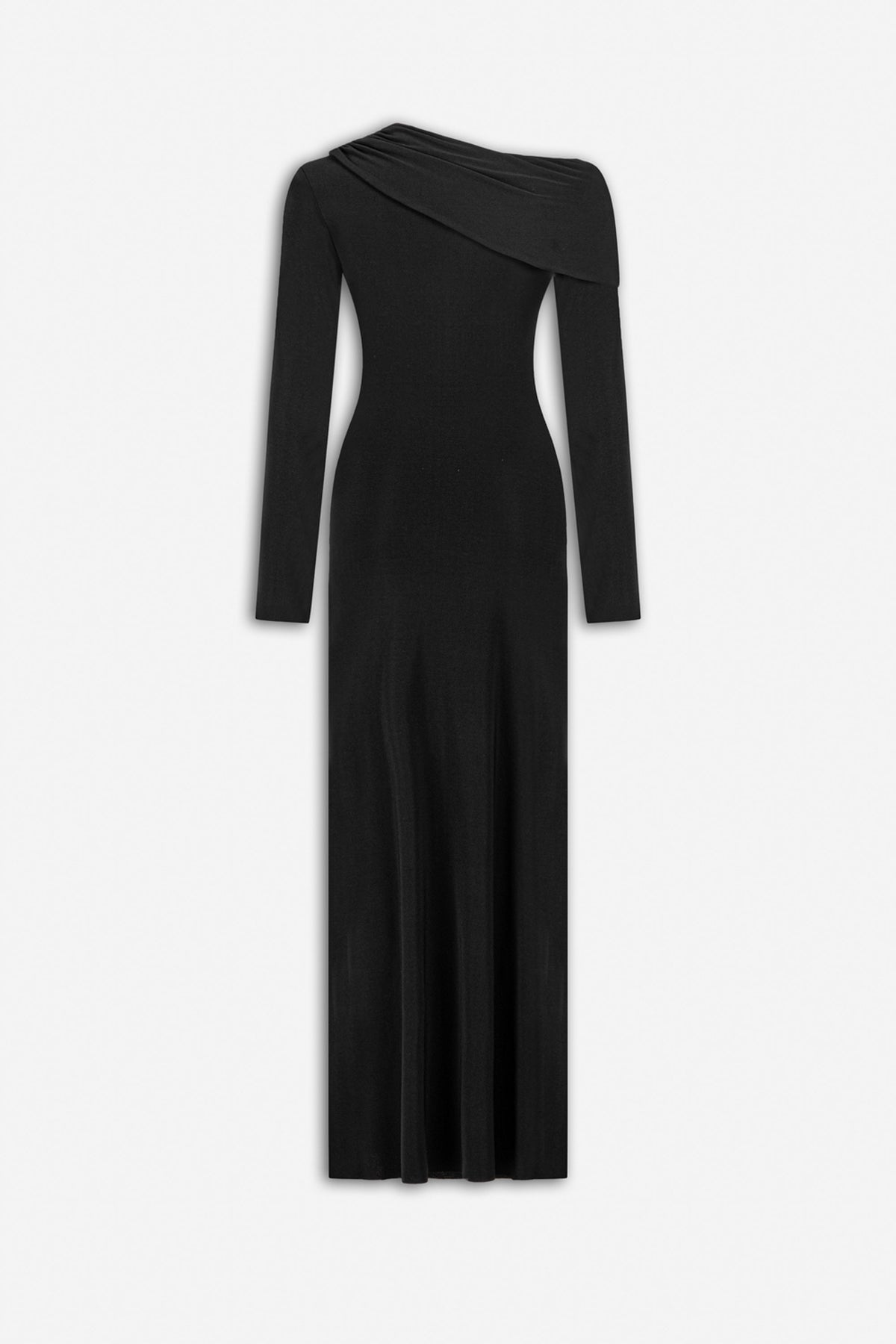Asymmetric Neck Draped Maxi Dress