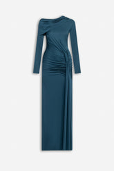 Asymmetric Neck Draped Maxi Dress