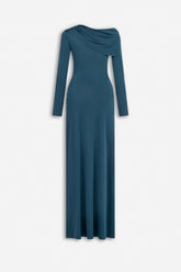 Asymmetric Neck Draped Maxi Dress
