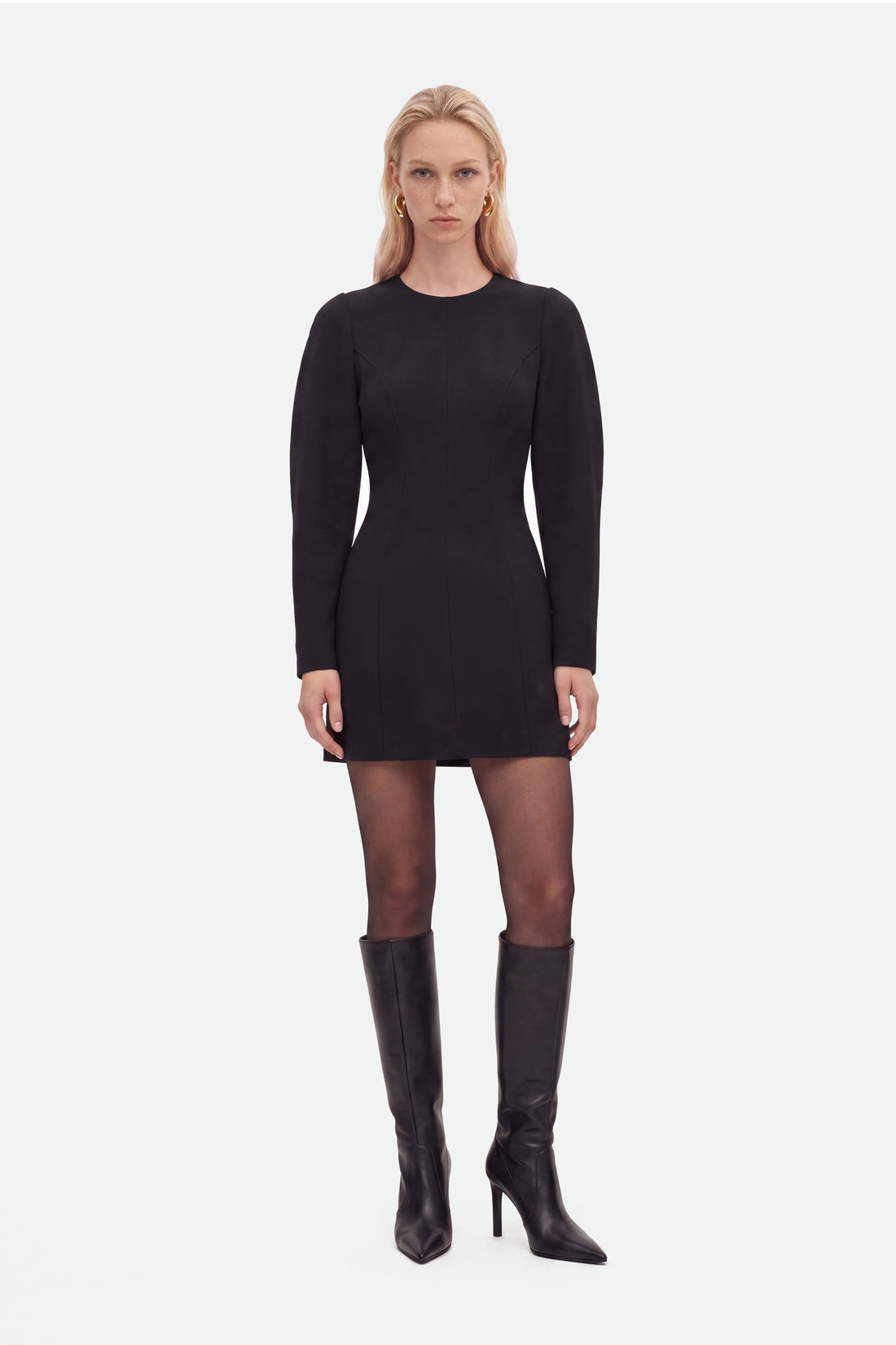 Balloon-Sleeve Structured Mini Dress