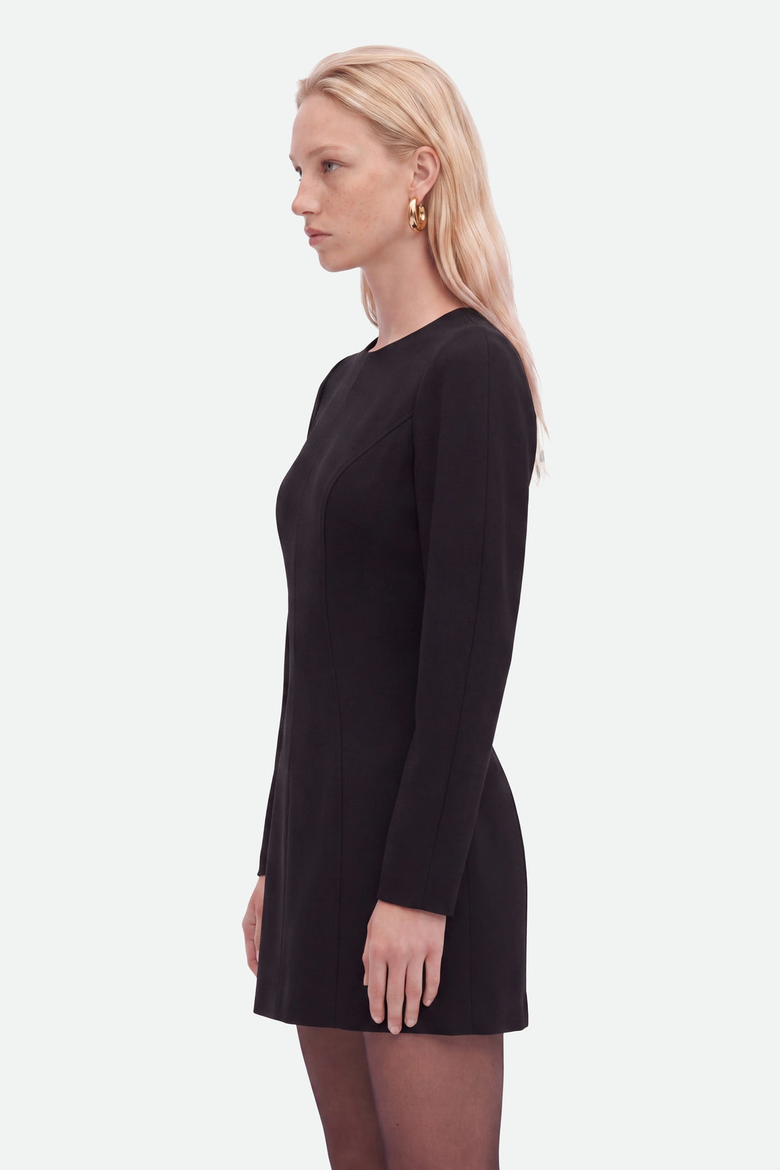 Balloon-Sleeve Structured Mini Dress