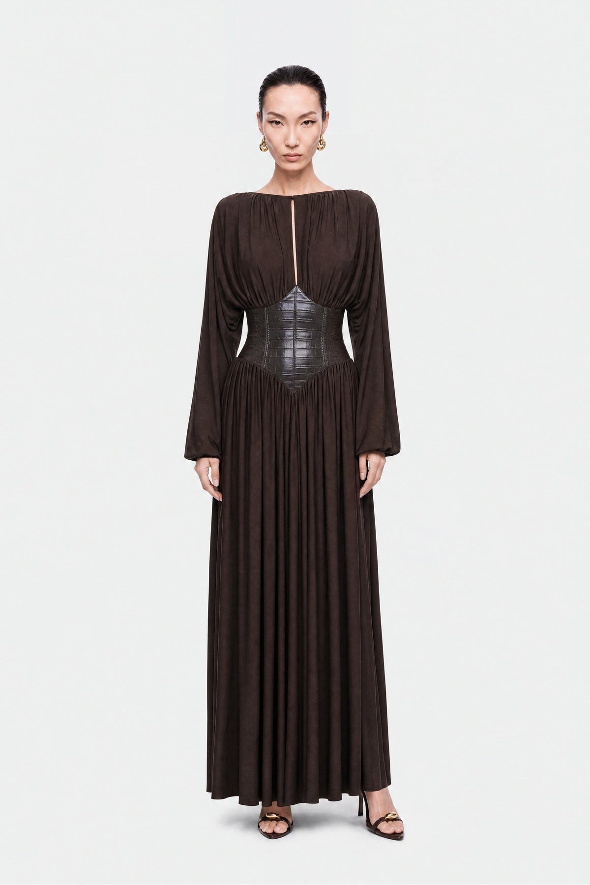 Leather Corset Maxi Dress