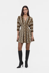 Leopard Print Pleated Mini Dress