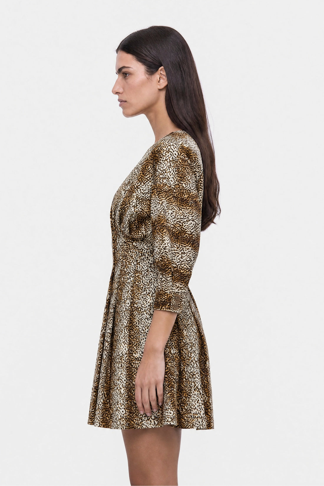 Leopard Print Pleated Mini Dress
