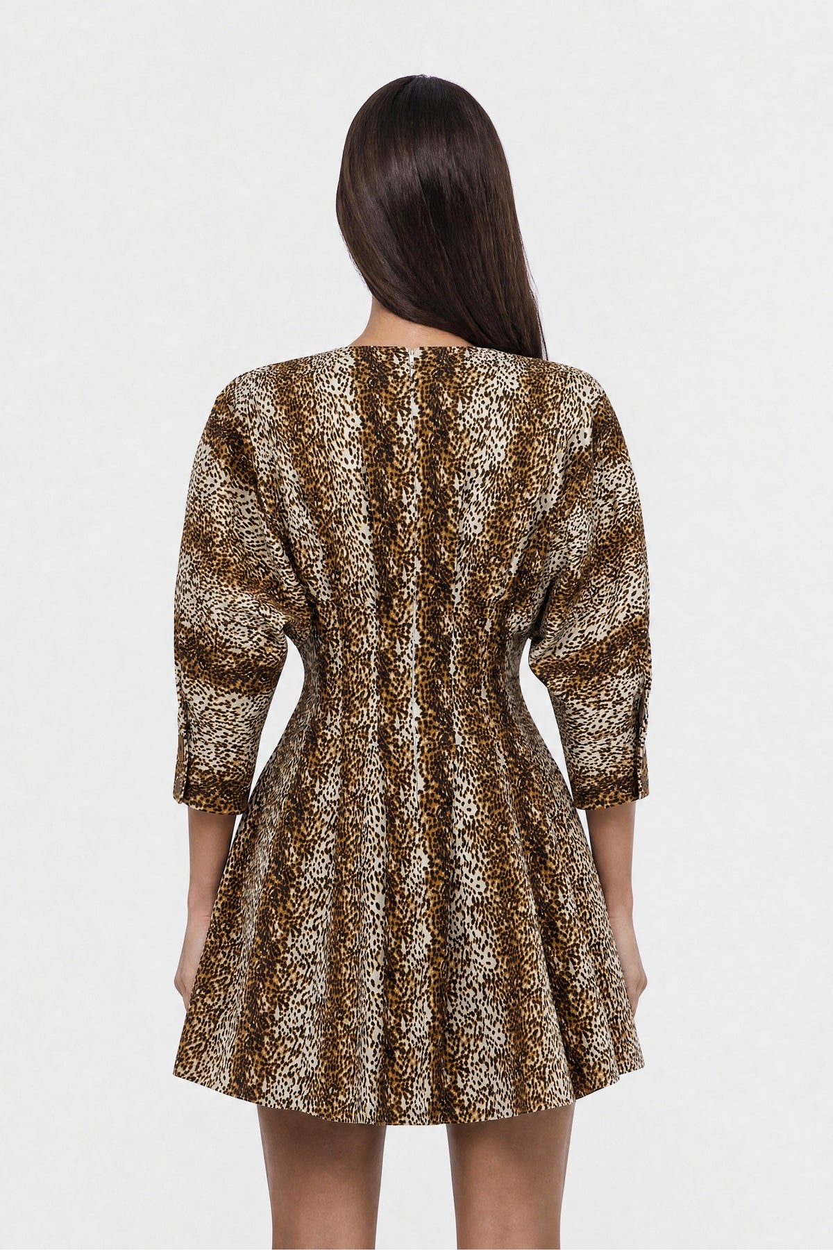 Leopard Print Pleated Mini Dress
