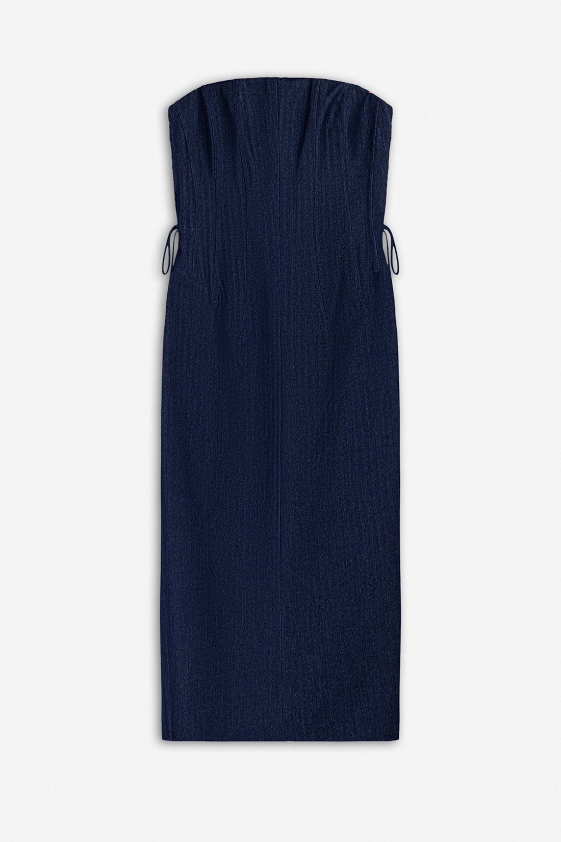 Strapless Lace-Up Midi Dress