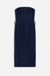Strapless Lace-Up Midi Dress