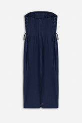 Strapless Lace-Up Midi Dress