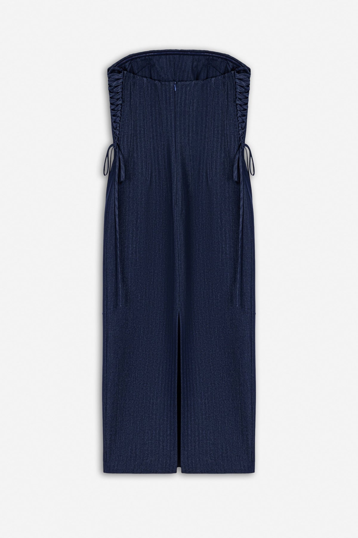 Strapless Lace-Up Midi Dress