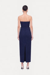 Strapless Lace-Up Midi Dress