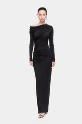 Asymmetric Neck Draped Maxi Dress