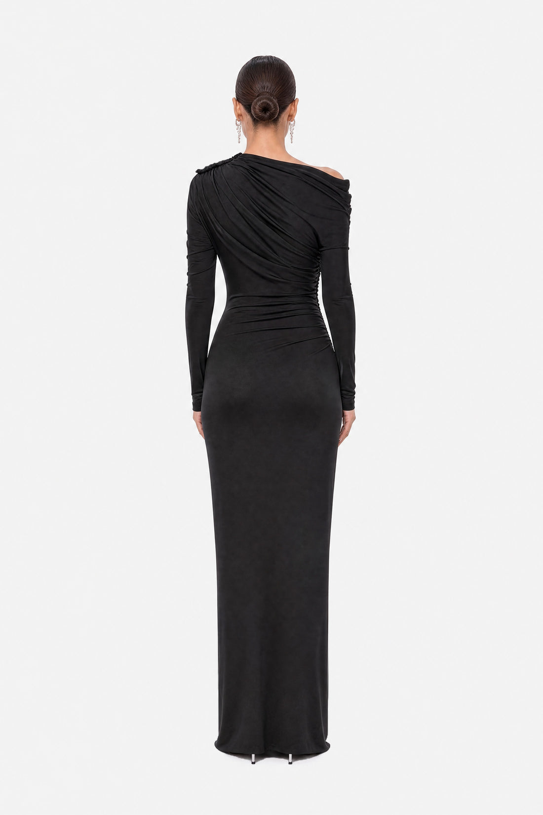 Asymmetric Neck Draped Maxi Dress