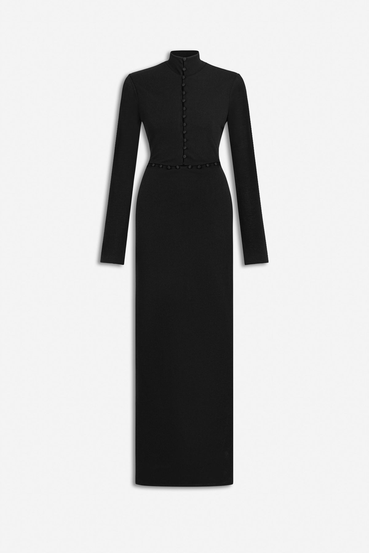 Button Detail Stand Collar Maxi Dress