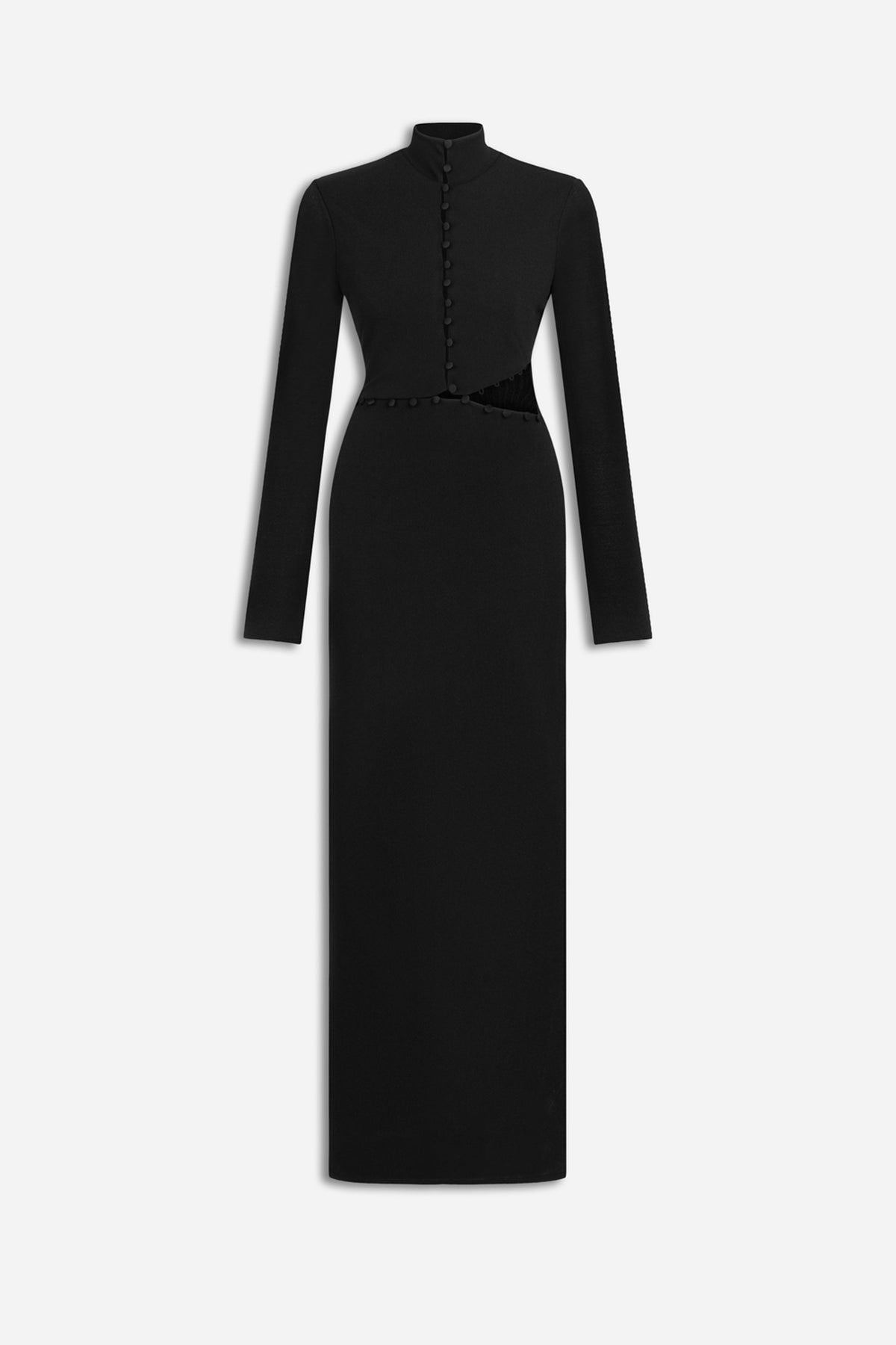 Button Detail Stand Collar Maxi Dress