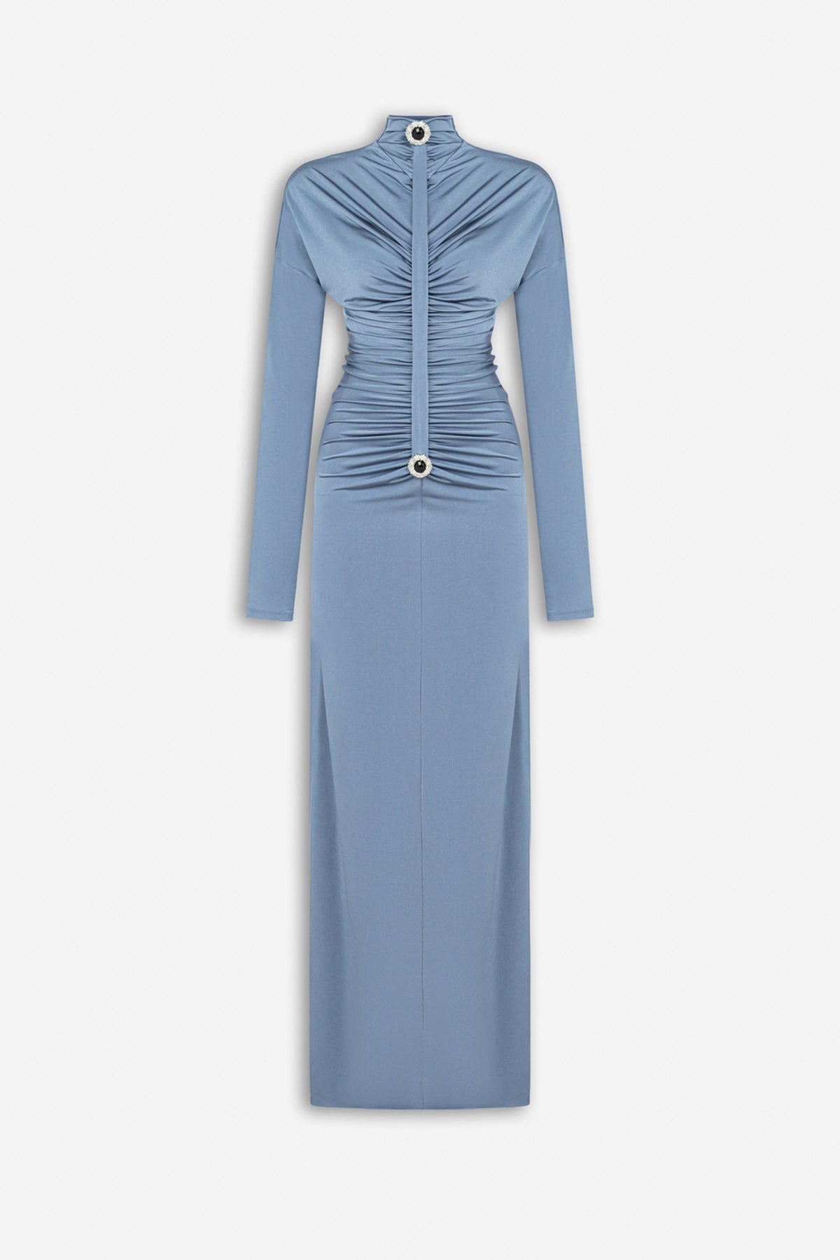 Stone Detail Draped Maxi Dress