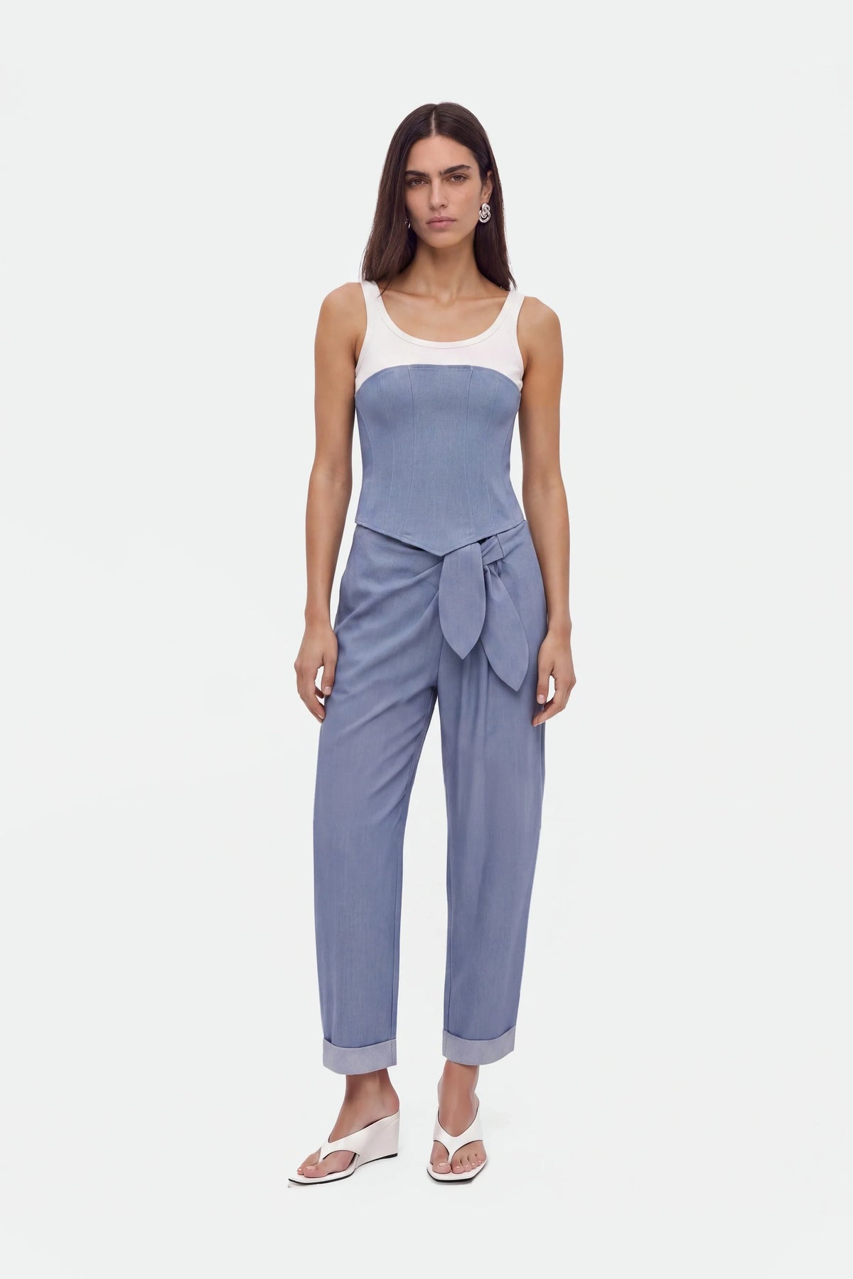 Tie Detail Pleated Trousers