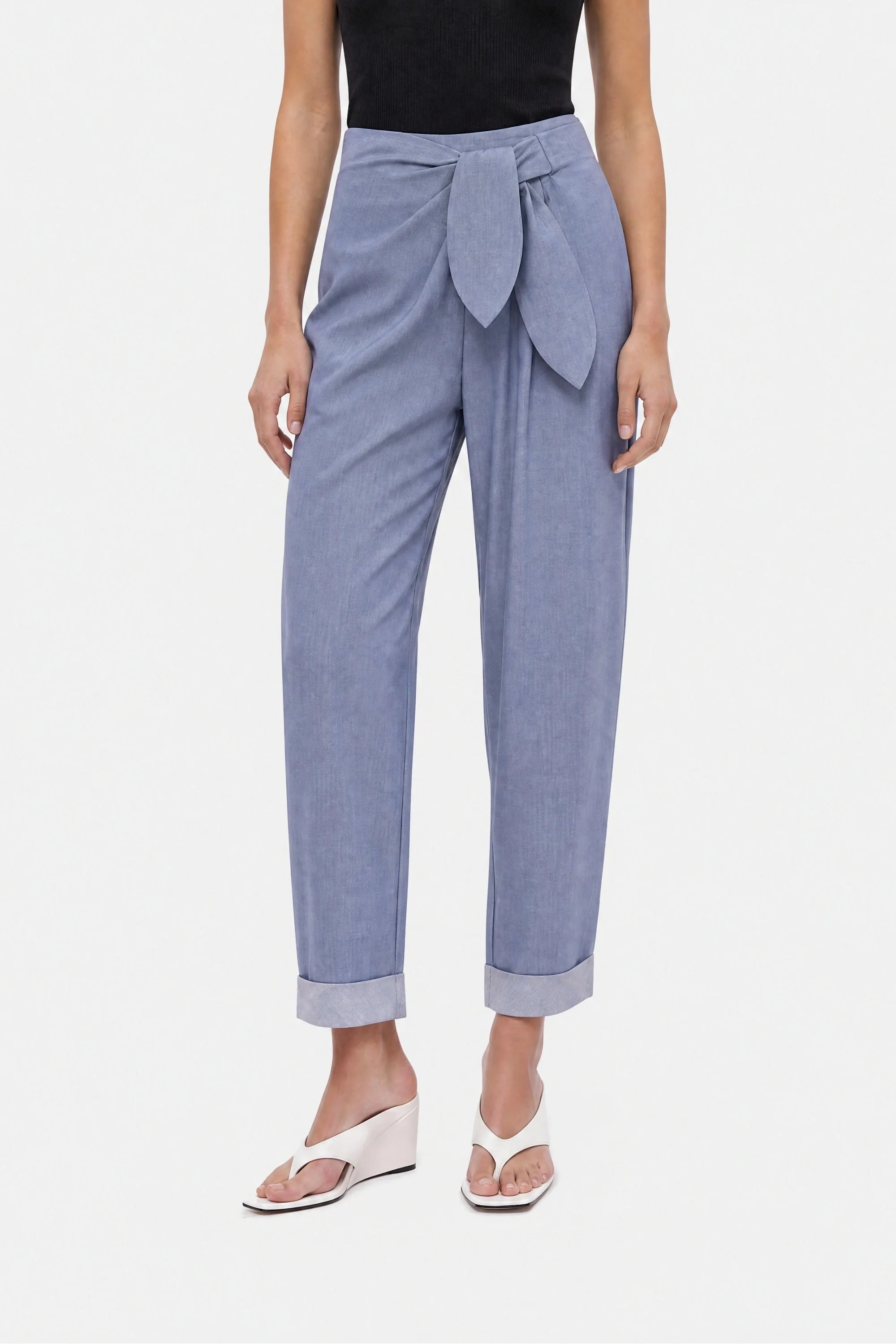 Tie Detail Pleated Trousers