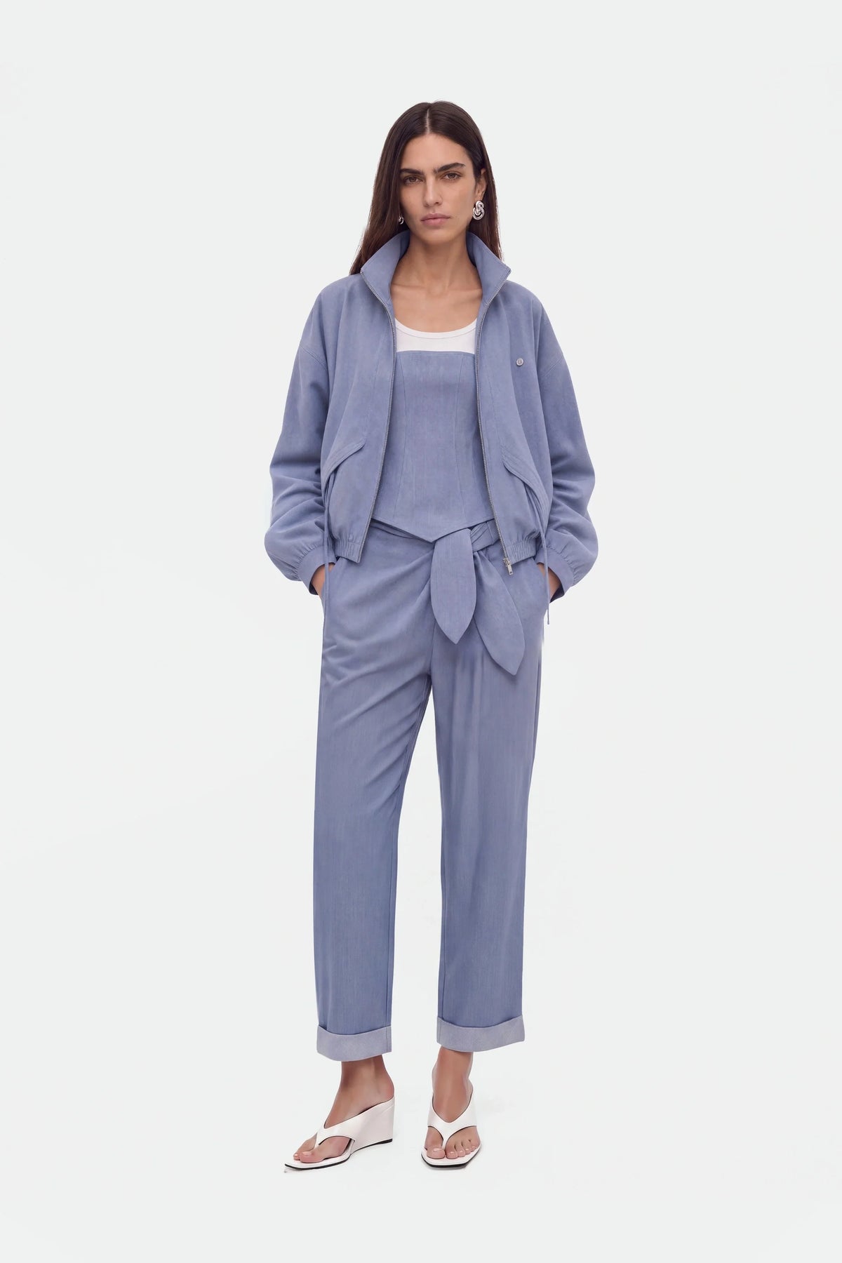 Tie Detail Pleated Trousers