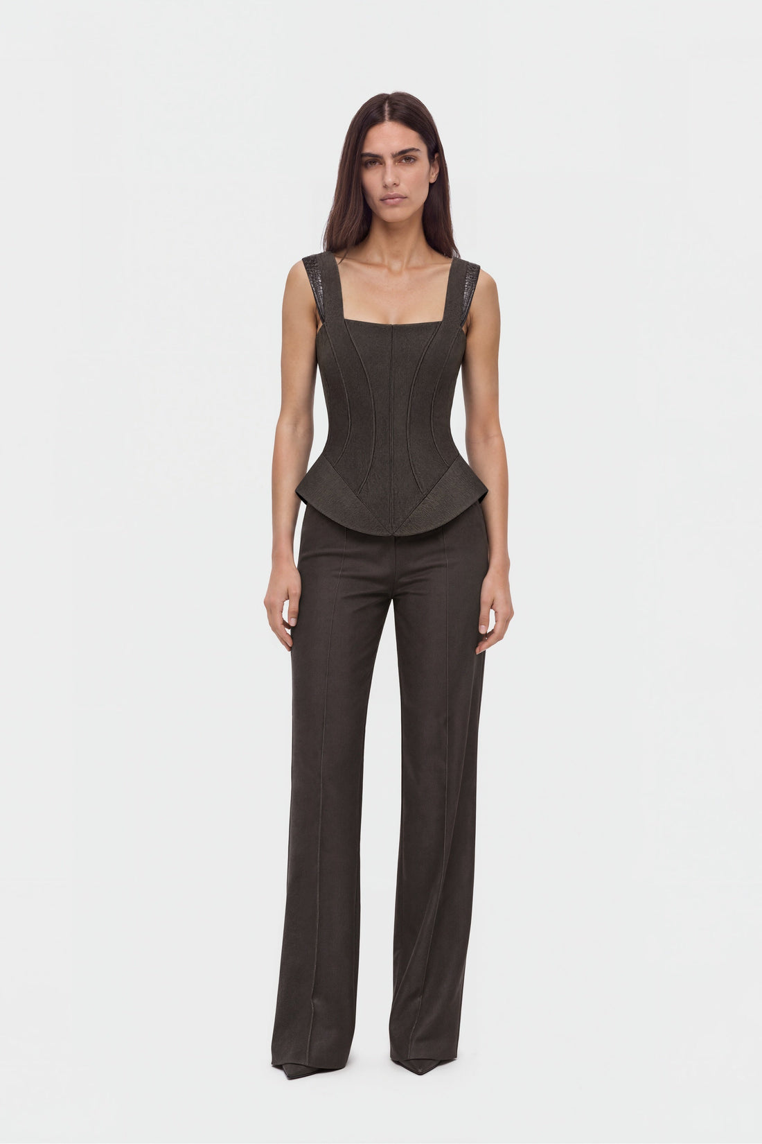 Pressed Crease Straight Leg Trousers