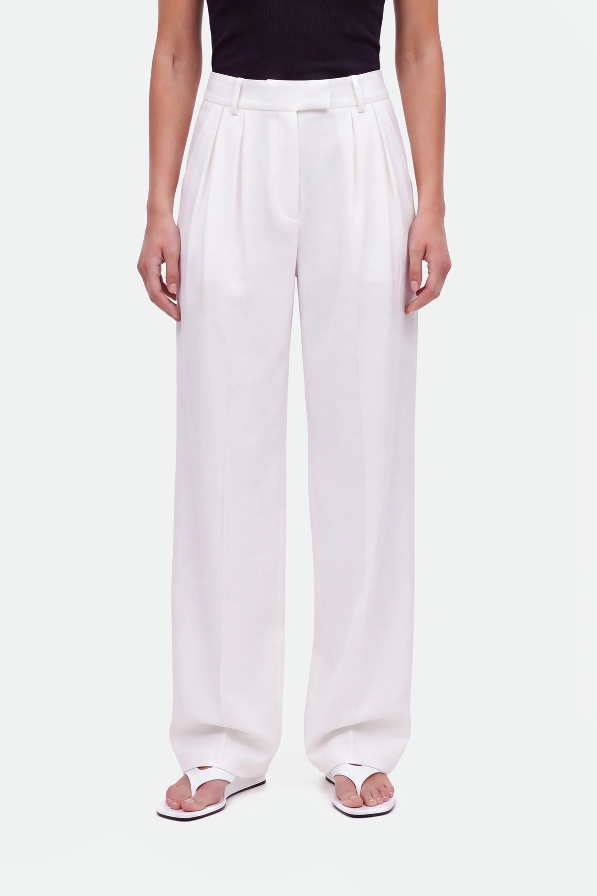 Double Pleat Wide Leg Trousers