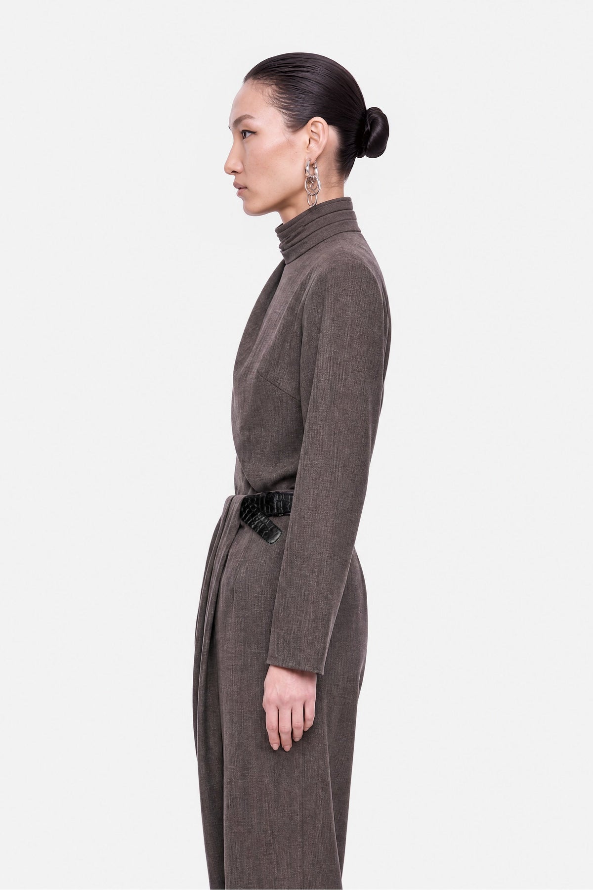 Asymmetric Pleat Detail Trousers