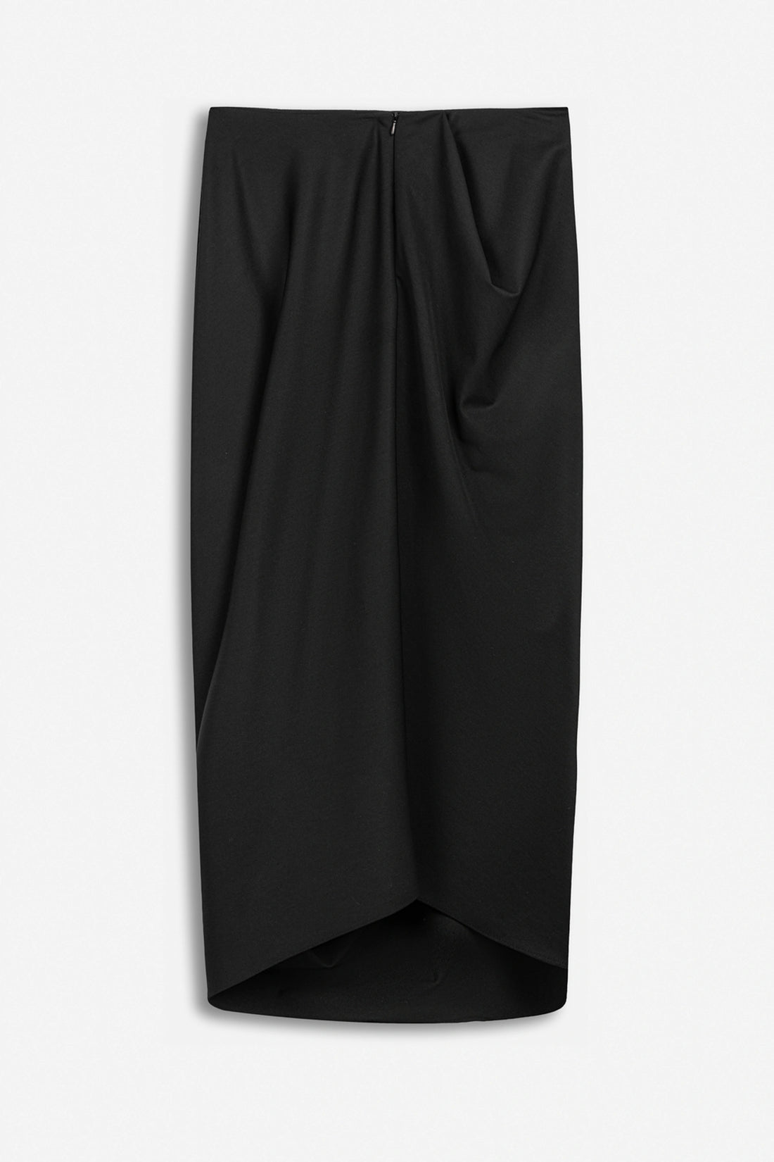 Draped Pleat-Detail Midi Skirt