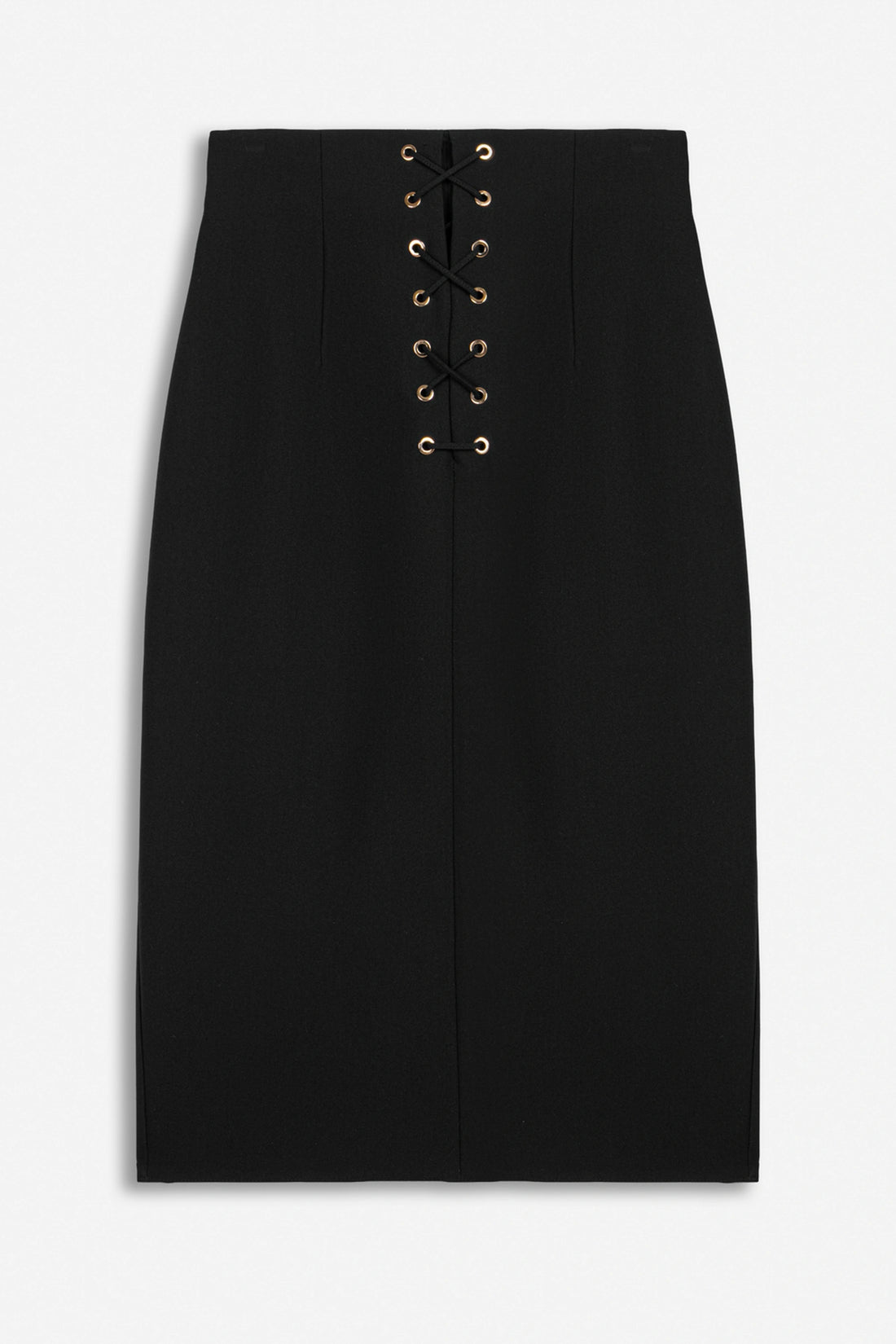 Eyelet-Detail High-Waist Midi Skirt