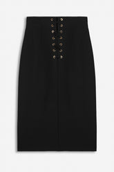 Eyelet-Detail High-Waist Midi Skirt