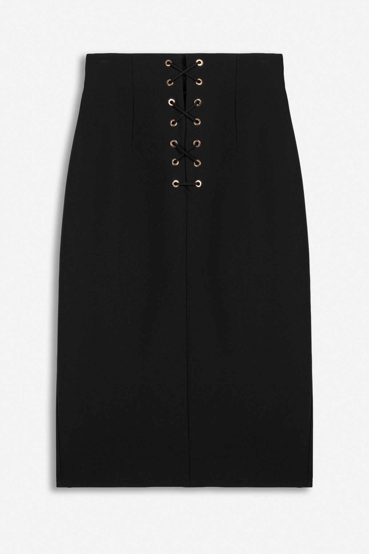 Eyelet-Detail High-Waist Midi Skirt