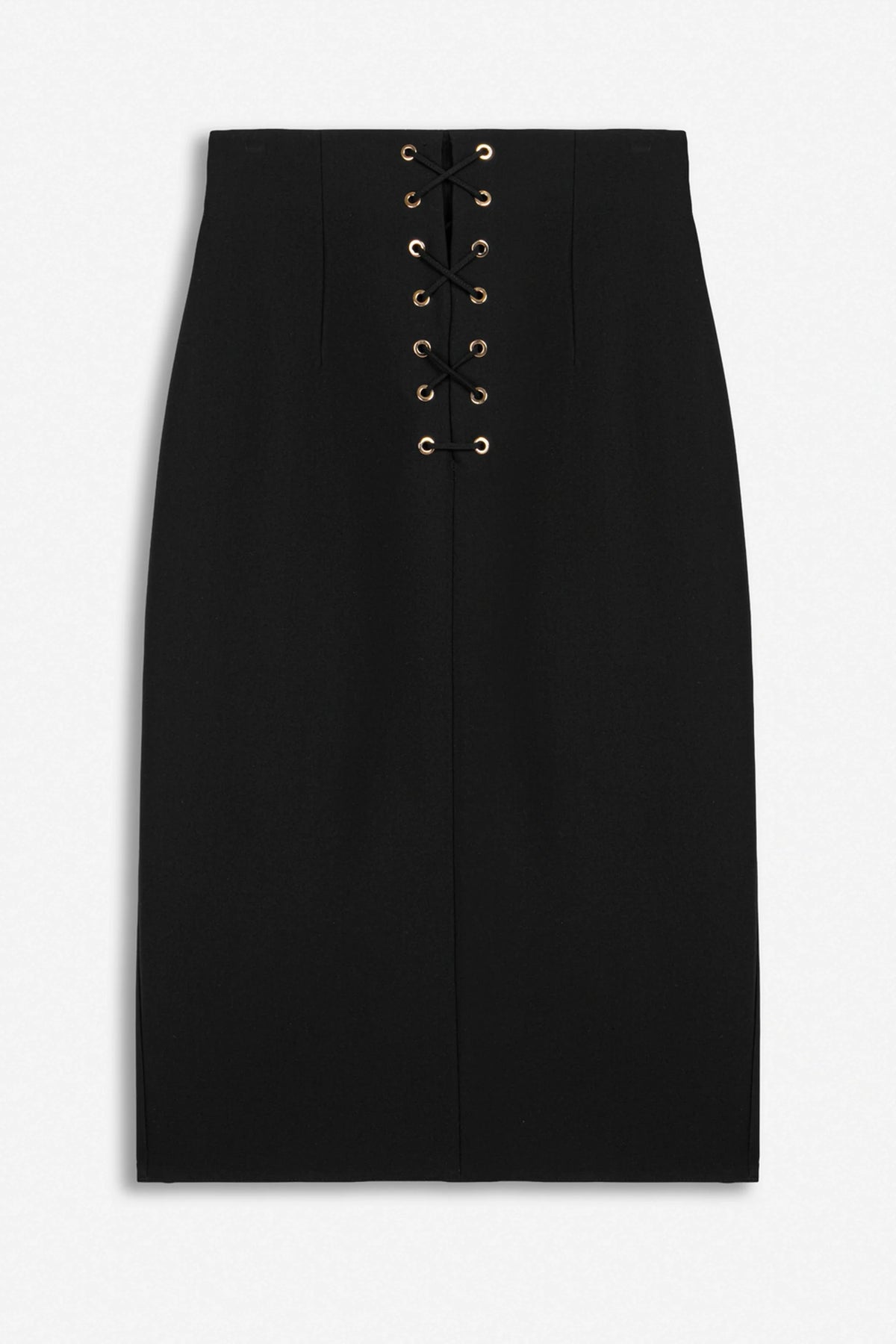 Eyelet-Detail High-Waist Midi Skirt