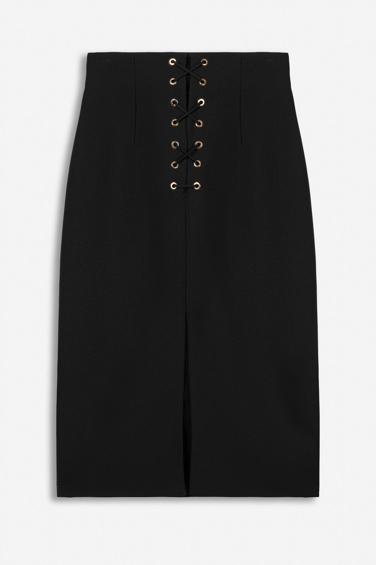 Eyelet-Detail High-Waist Midi Skirt