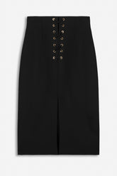 Eyelet-Detail High-Waist Midi Skirt