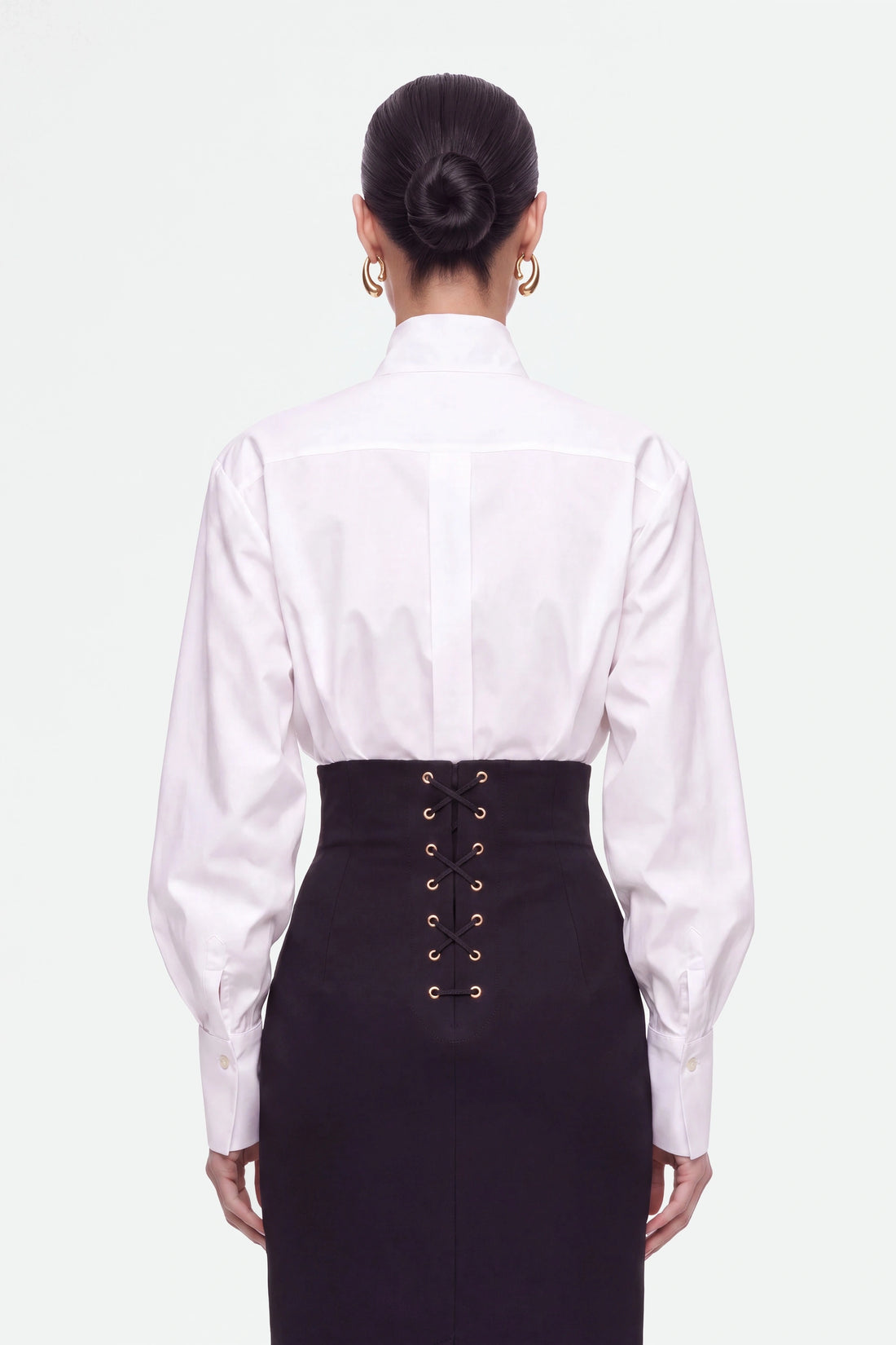 Eyelet-Detail High-Waist Midi Skirt