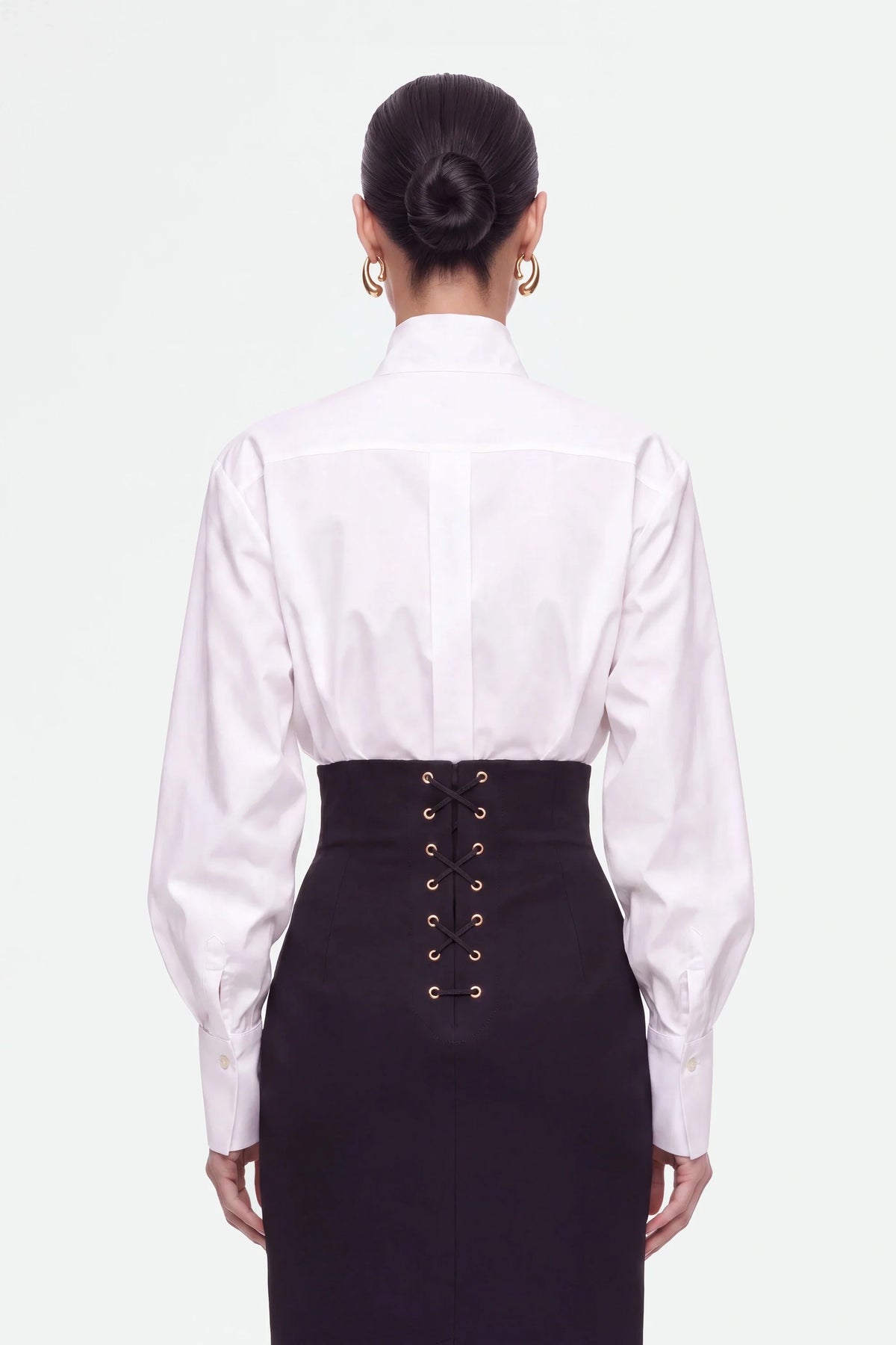 Eyelet-Detail High-Waist Midi Skirt