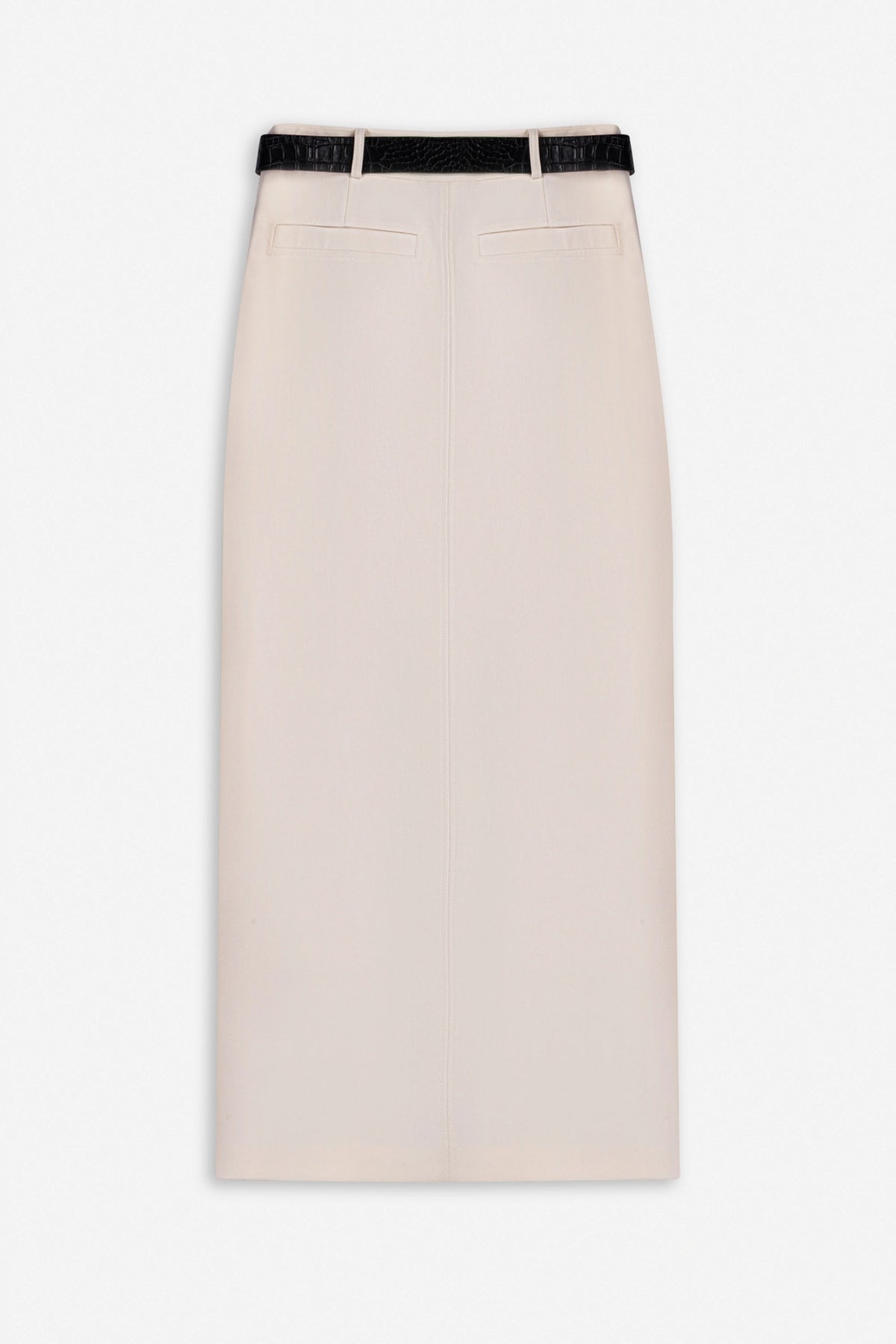 Belted Front-Slit Maxi Skirt
