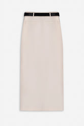 Belted Front-Slit Maxi Skirt